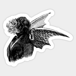 Vintage flower man with dragon wings Sticker
